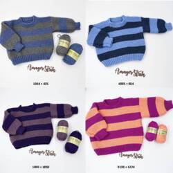 Opskrift til Felix og Fillippa's bredstribet sweater i Extrafine Merino 120