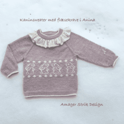 Strikkekits til Kaninsweater med flæsekrave i Anina