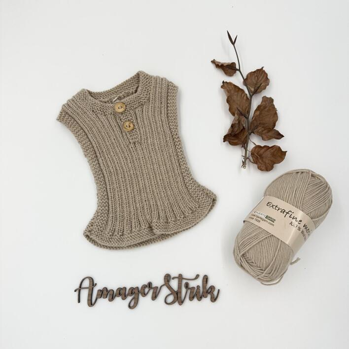 Strikkekits til Ribvest i Extrafine Merino 150