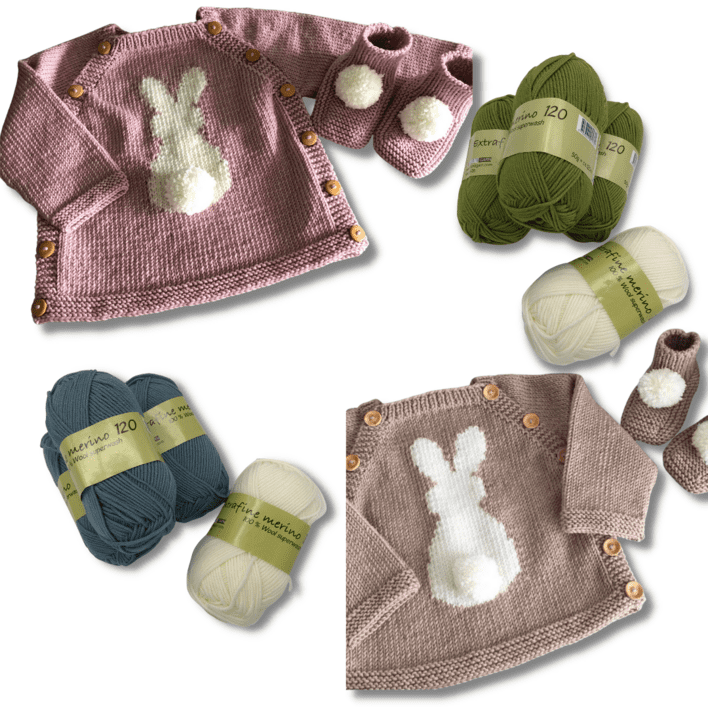 Strikkekits til kanintrøjen i Extrafine merino 120