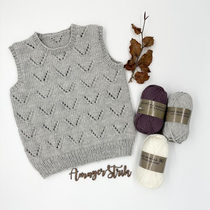 Opskrift til Forårs vest i Extrafine merino 90