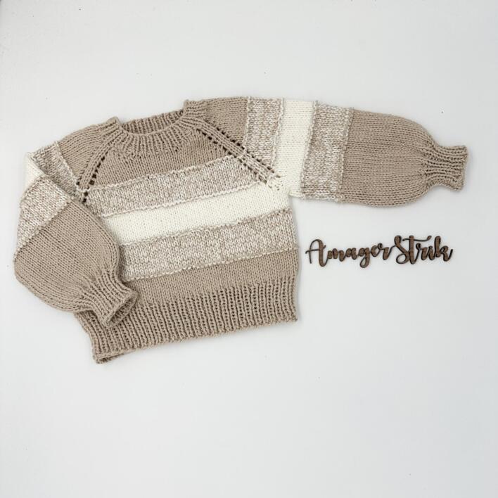 Opskrift til Albas bredstribet sweater i Blød Bomuld 4/2