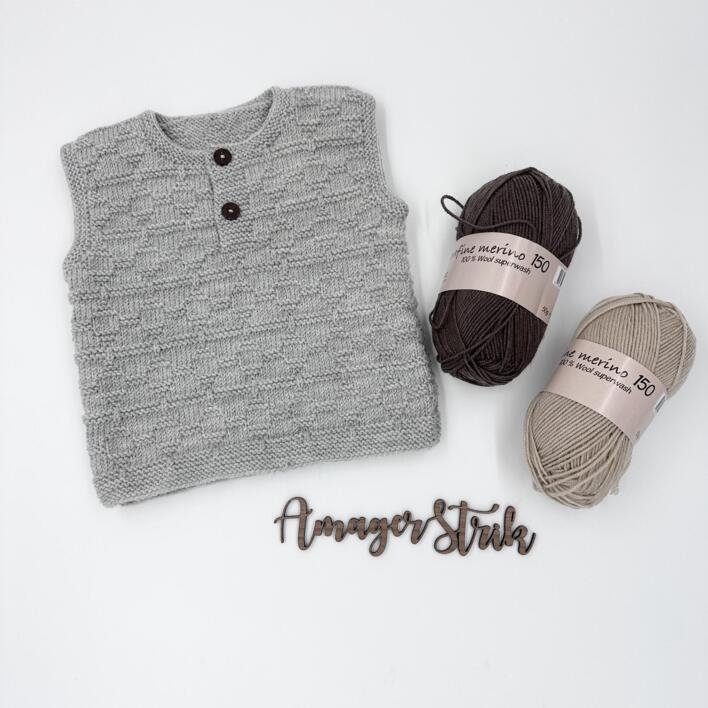 Strikkekits til Williams stolpevest til babyer i Extrafine merino 150