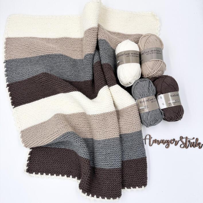 Opskrift til Begynder babytæppe i Extrafine merino 90