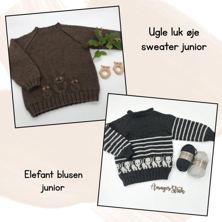 Opskrifter til Ugle luk-øje junior og Elefantblusen junior