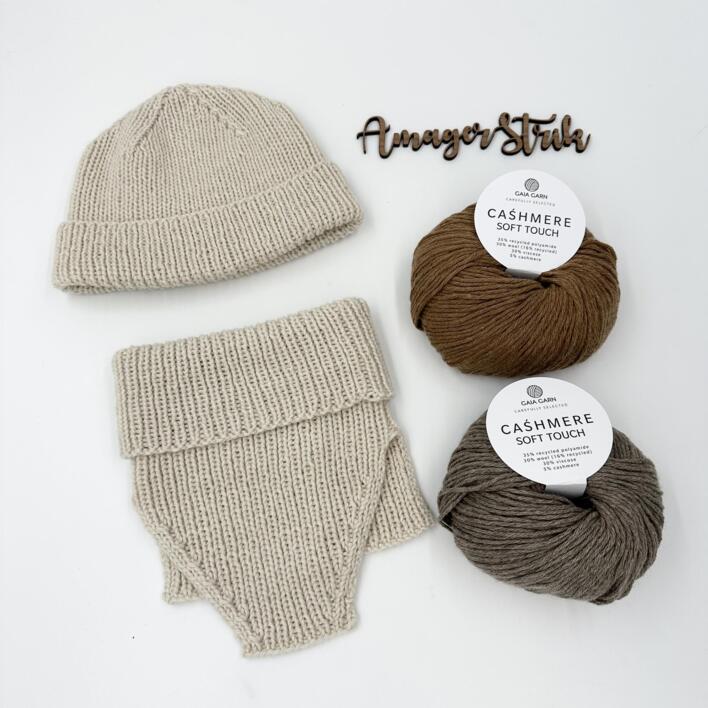 Strikkekits til Beanie hue-sæt i Cashmere Soft Touch