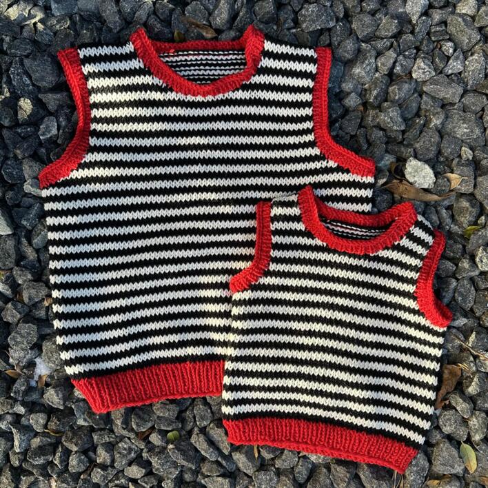 Strikkekits til Zebra vest i Merino Cotton