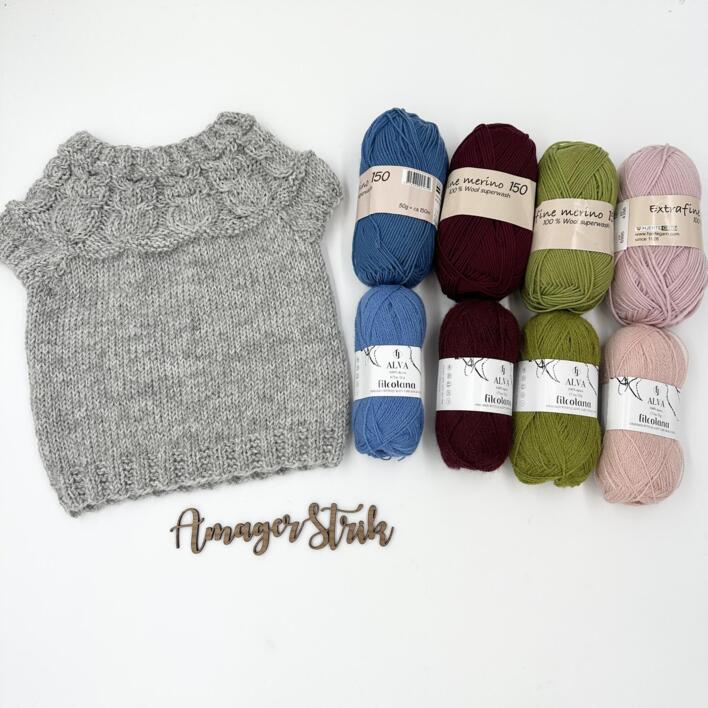 Strikkekits til Ugletop i Alva og Extrafine merino 150