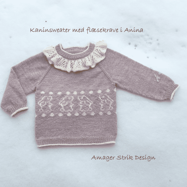 Opskrift til Kaninsweater med flæsekrave i Anina