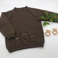 Opskrift til ugle luk-øje sweater junior i Extrafine Merino 90