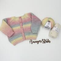 Opskrift til Min regnbue cardigan i  Merino bébé og Alva