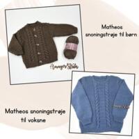 Opskrifter til Matheo's snoningstrøje til børn og voksne