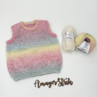 Opskrift til Regnbue vest i Alva og Merino bébé