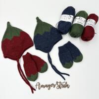 Opskrift til Jordbær/blåbær hue-sæt i Anina